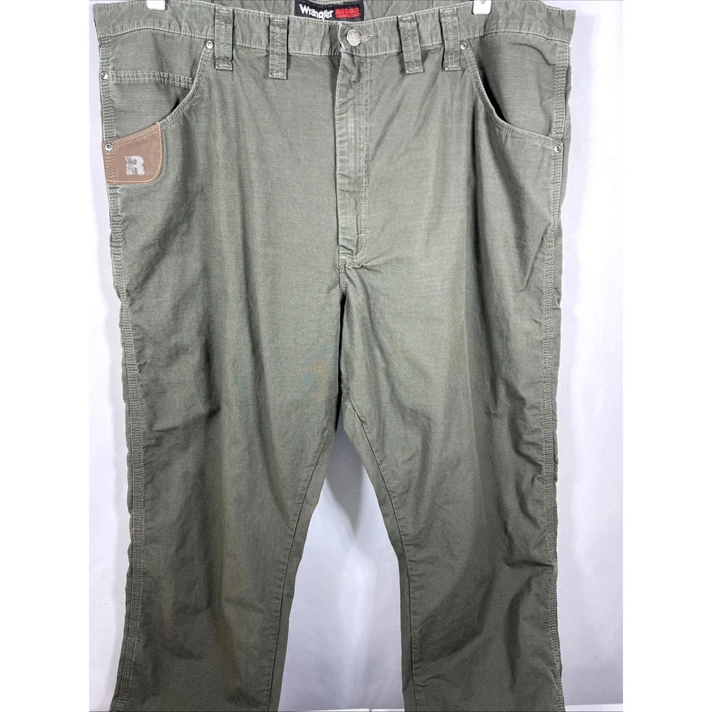 Wrangler Riggs Workwear Men's Green Rip Stop Canvas Rugged Size 44 X 32
